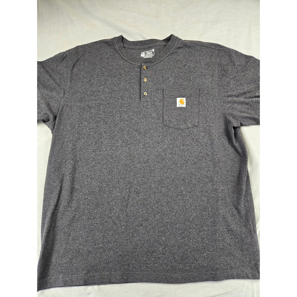 Carhartt Mens 2XL Loose Fit Henley Pocket T-Shirt Charcoal Heather Grey TK0084-M